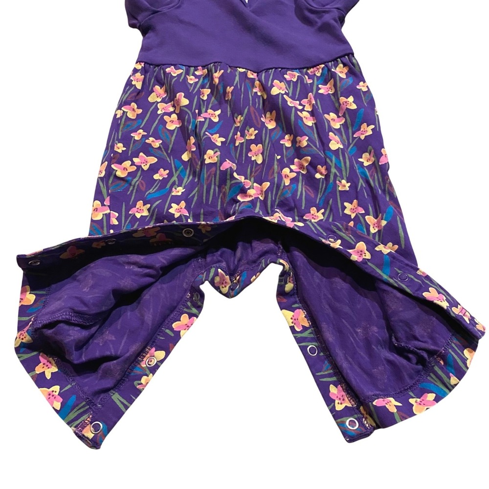 EUC TEA Collection Floral Romper Girls 3-6 Months Purple Long Sleeve Cotton Boho - Picture 4 of 7